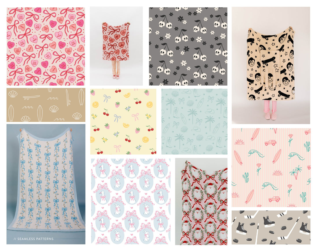 Collection of colorful repeat pattern designs by Madisen W.